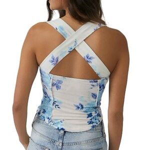 NWOT Free People Ginger Snap Floral Sleeveless Tank Top Ivory White Size Small